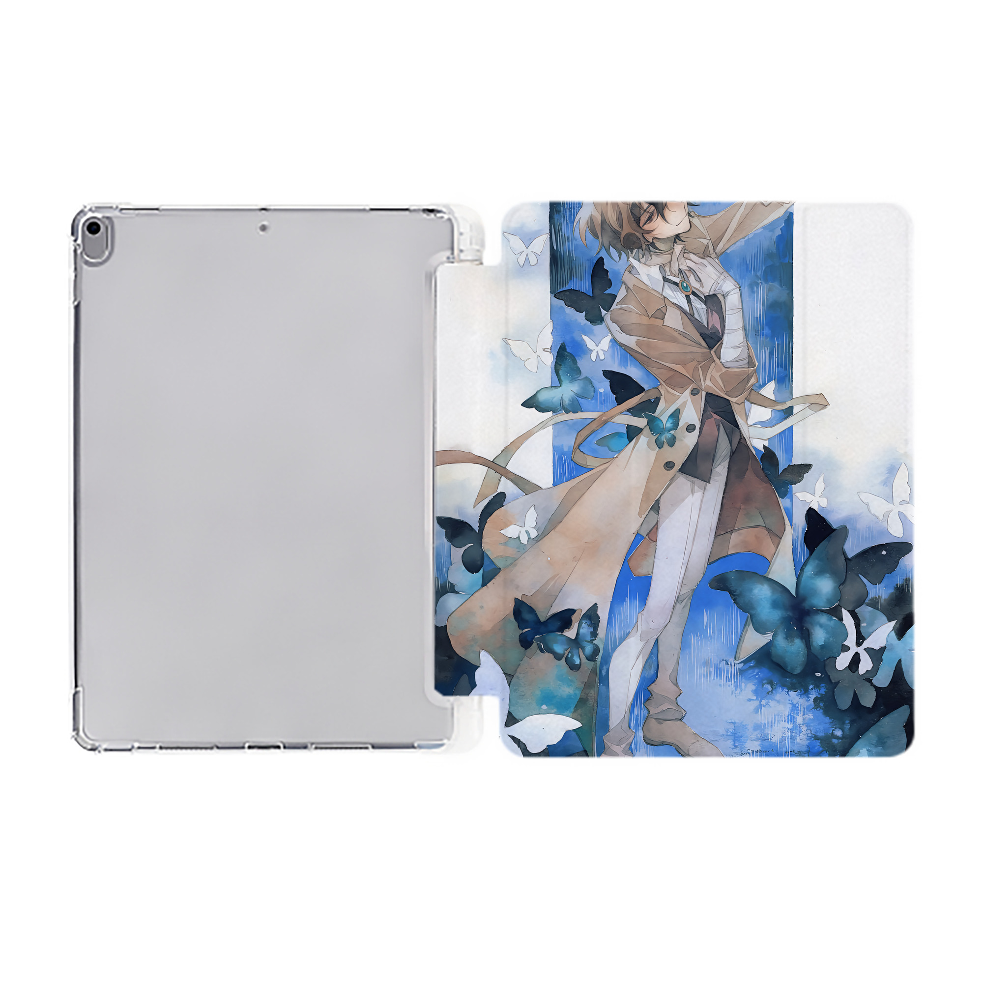 （画像用） 文豪ストレイドッグス Bungo Stray Dogs IPad ケース ペン収納付き 三つ折りスタンド PUレザー×シリコン 対応機種9.5/10.5/10.9インチ